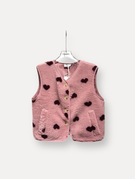 Teddyweste rosa mit bordeaux Herzen (One Size)